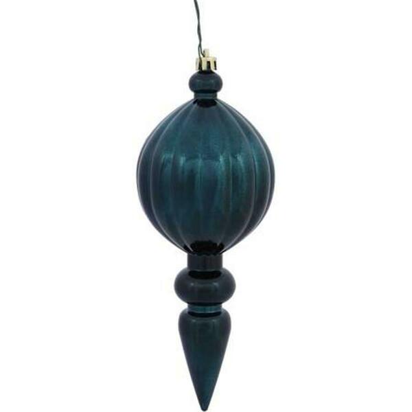 Vickerman 8 in. Midnight Green Shiny UV Drilled Christmas Ornament Ball N592074DSV